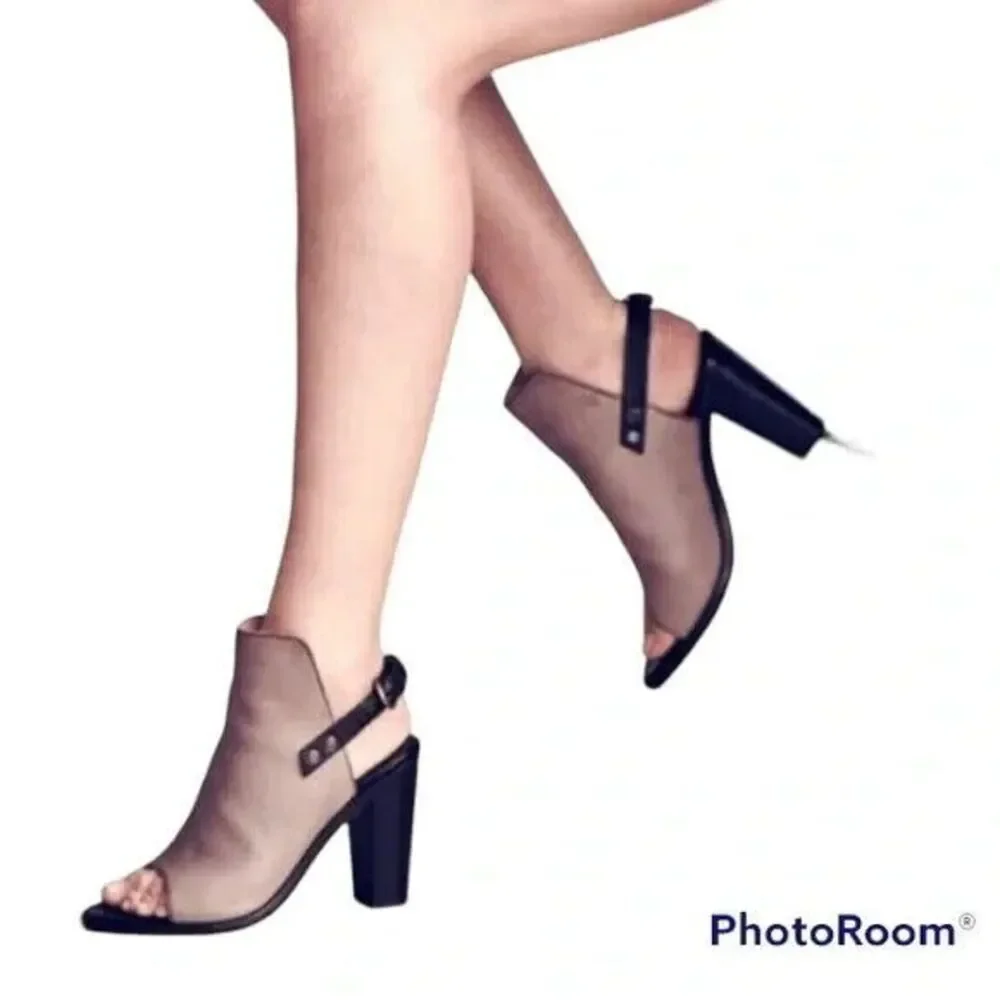Rag &‎ Bone Wyatt Sandals Women 37 US 7 NWOT Open Toe Brown Leather Block Heels